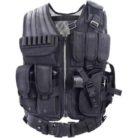 YAKEDA Tactical Outdoor CS Game Vest Adjustable Fit Adult (Black)