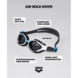arena Air-Bold Swipe Schwimmbrille, Unisex-Schwimmbrille für Erwachsene mit Großen Gläsern, UV-Schutz, Swipe Anti-Fog Technologie, Air Seals