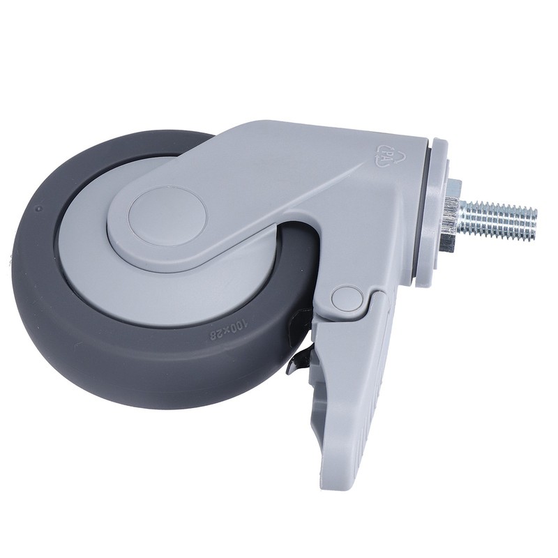 4in Caster M12 Thread Stem Silent Universal Wheel with Brake
