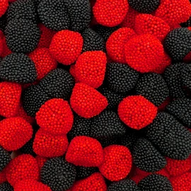 Berries Gummy Candy | 1-Pound Bag | Crunchy Raspberry and Blackberry Chews | Black & Red Halloween Candy for Parties, Buffets, and Treat Bags | Fun Crunchy Gummies