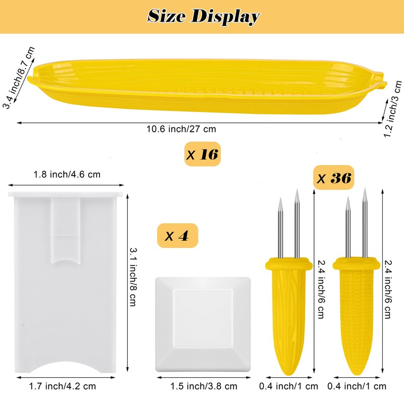 Aodaer Plastic Corn Trays Corn Cob Holders and Dish Set