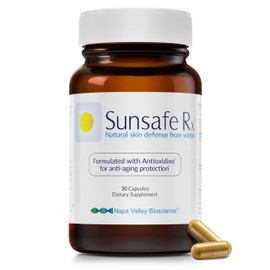 Sunsafe Rx Anti Aging Supplement: Natural Skin Protection Pills with Antioxidants for a Youthful Appearance & Eye Health + Vitamins, Minerals, & 250mg Polypodium Leucotomos (30 Capsules)