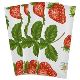 Naanle Red Strawberries Flower Kitchen Towels 1 Pack Dish Cloths Reusable Cleaning Cloths Absorbent Hand Towels Tea Towels Bar Towels Fast Drying 28 x 18 in