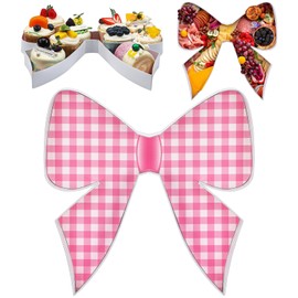 Mimorou 1 Pcs Pink Bow Party Decorations Bowtie Charcuterie Board for Baby Shower Baby Birthday Food Bow Tray Girl Coquette Serving Charcuterie Letter Fillable Plate for Wedding Bridal Shower Supplies