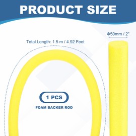 PATIKIL Backer Rod 2 in x 4.9 Ft, 1 Pcs Foam Rod Caulk Saver Expansion Joint Filler Rope Weather Strip Foam Noodle for Gaps Concrete Crack Filling DIY Craft (50mm Dia), Yellow