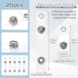 20PCS Badge Holder Clip Id Badge Clip with Snap Closure and Eyelet PVC Card Holder Suitable for Card Holders Work ID Holders Lanyard Keychains and Name Tags (20Pcs)
