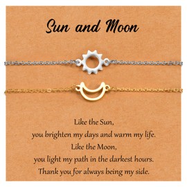 SUNSH Sun Moon Bracelet, Mother-Daughter/Sister/Friend/Bracelet, Couple Bracelet, Women's Bracelet, Gifts for Daughters, Sisters, Friends, Birthday/Christmas/Back to School, Gold/Silver Sun Moon,