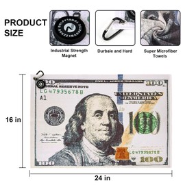 ZZHAO Magnetic Golf Towel,Super Absorbent Microfiber Towels with Clip, Industrial Strength Magnet,Lightweight, Scratch-Resistant, and lint-Free,24x16 Inches for Father's Day