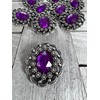 Hartmann-Knöpfe Purple Antique Silver Brooch with Purple Acrylic Stone 5cm