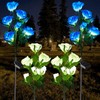 Woanger 4 Pcs Solar Flowers Cemetery Grave Decorations Outdoor LED