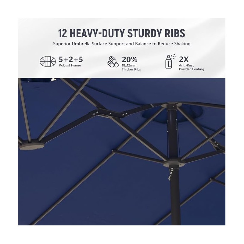 15ft Large Patio Umbrellas with Base Included, Double Sided Outdoor