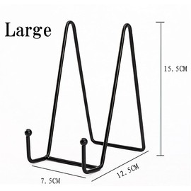 VIEAURA Plate Stand, Set of 4, Plate Stand, Frame Stand, Display Stand Holder, Multi-Purpose, Book Stand, Iron, Black, Large