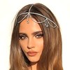 NAISKA Silver Rhinestone Layered Head Chain Jewelry for Women Long