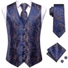 Hi-Tie Men's Silk Suit Vest Necktie Pocket Square Cufflinks Set
