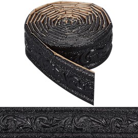 CRASPIRE 90x1.8in Peel Stick Foam Molding Black Baseboard Trim Self Adhesive Crown Flexible Foam Mirror Wallpaper Sticky Border 3D Wall Edging Lines Base for Hotel Home DIY Decoration