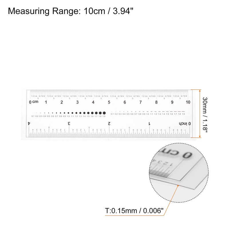 HARFINGTON Film Flexible Ruler, 4 Inch, 0.1mm Scale, PET Plastic