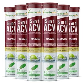 Vitaminnica ACV 5in1 Moringa Effervescent Tablets- 1100mg | Green Apple Flavor | Natural Energy & Immunity Booster with Antioxidants to Control Cravings -15 Tablets (6)