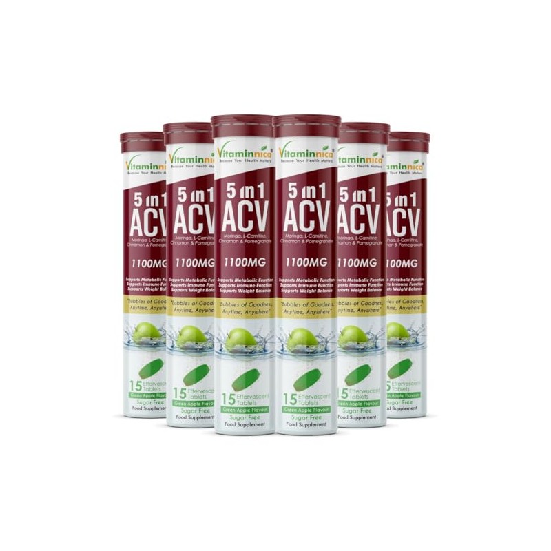 Vitaminnica ACV 5in1 Moringa Effervescent Tablets- 1100mg | Green Apple