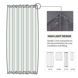 DWCN French Door Curtains – Rod Pocket Thermal Blackout Curtain for Doors with Glass Window, Kitchen and Patio Doors for Privacy, 23 X 72 Inches Long, 1 Curtain Panel with Tieback, Dark Grey