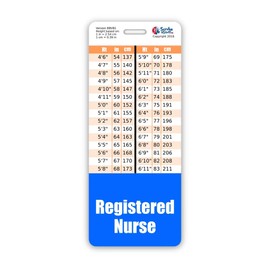 Registered Nurse Badge Buddy Vertical w/Height & Weight Conversion Charts (Oversized, Blue)