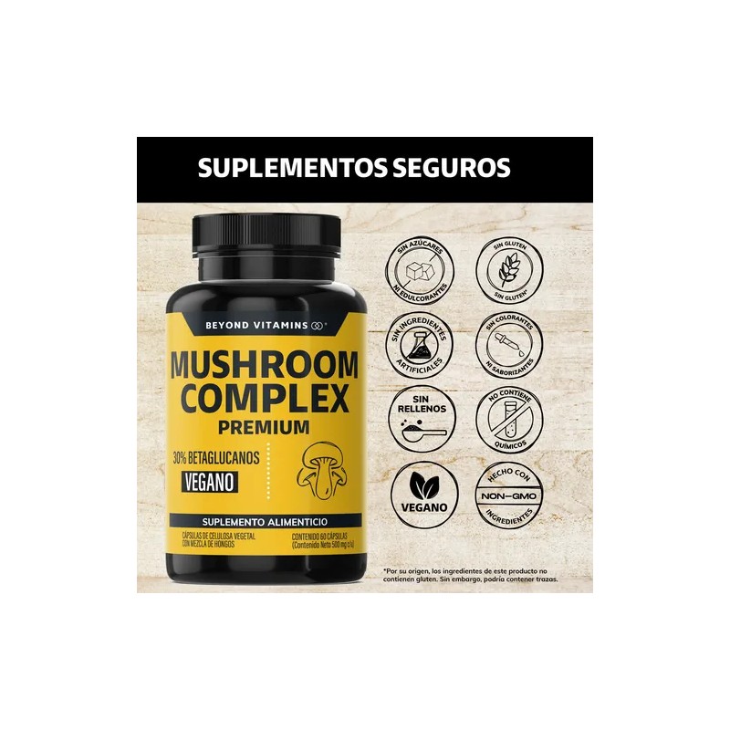 Mushroom Complex Premium Con Hongos Adaptógenos - 60 Caps