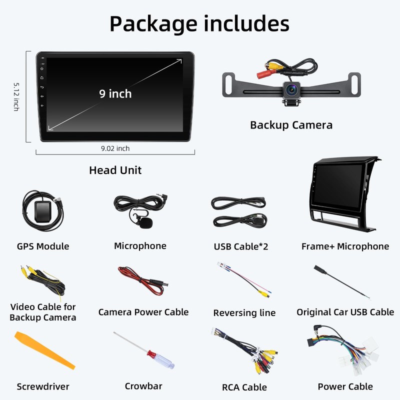 Car Radio Stereo for Toyota Tacoma 2005-2015 with CarPlay Backup