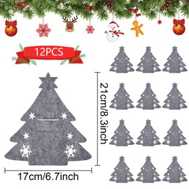 Cutlery Holder Christmas Felt, Pack of 12 Christmas Decoration Felt Cutlery Holder, Christmas Cutlery Bags, Christmas Dining Table Decoration, Christmas Tree Cutlery Holder, Christmas Cutlery Holder