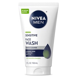 NIVEA Men Limpiador facial sensible, limpia sin secar la piel sensible, botella de 5 onzas líquidas