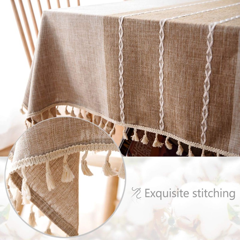 JaeMoose Tablecloth Tassel Cotton Linen Elegant Reusable Decorations Tablecloth Washable