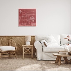 Stupell Industries Detailed Diagram Blueprint Old Barn Floor Plan, Design by Annie Warren