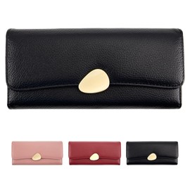 Cartera para Mujer, Billetera Larga Triple Plegable de Cuero PU, Super Espaciosa con Múltiples Tarjeteros y Monedero, Bloqueo RFID, Regalo para Día de la Madre y Aniversario para Mujer (Negro)