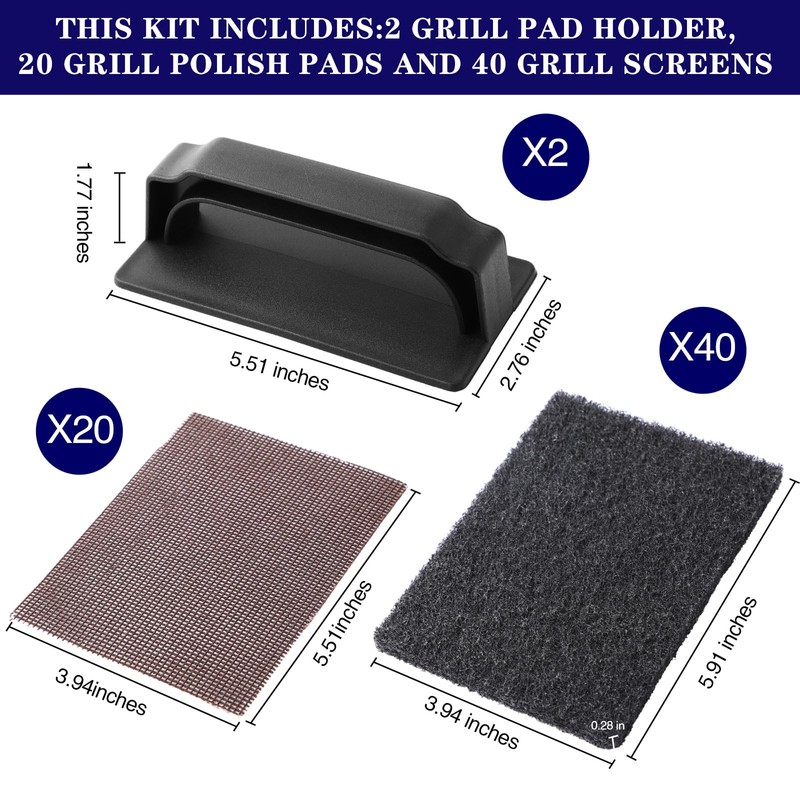 Reallnaive 62 Pcs Griddle Cleaning Kit Screen Holder Grill Screens