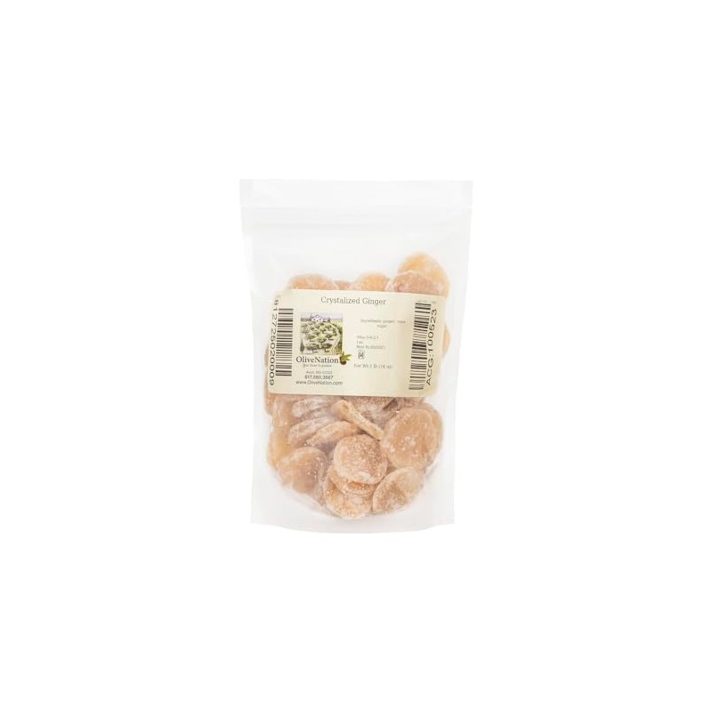 OliveNation Crystalized Ginger Slices, Sweet and Spicy Candied Ginger, Kosher,