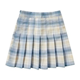 Tivifox - Faldas plisadas de tenis para mujer y niña, falda acampanada de cintura alta, uniforme escolar, pantalones deportivos de golf con pantalones cortos, 2T-4XL, Tartán azul, XL