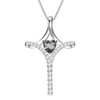 HPQQ Moss Agate Cross Necklace for Women Sterling Silver Faith