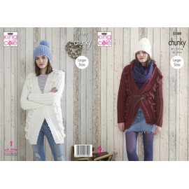 King Cole 5180 Knitting Pattern Womens Jackets and Hats in Timeless Chunky