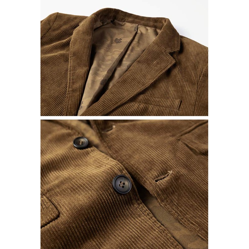 Chouyatou - chamarra deportiva de pana para hombre, Marrón, Small
