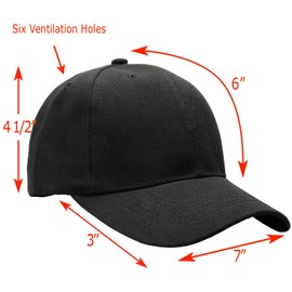 Wholesale Bulk Lot 12-Pack Baseball Cap Adjustable Size Plain Blank Solid Color (12-Pack Black)