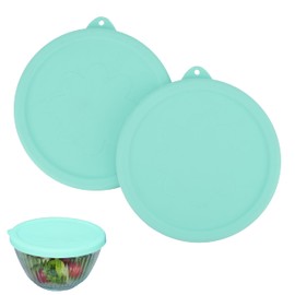 LUVCOSY Silicone Lids Fit for Pyrex 7401-S 3 Cup Sculpted Glass Mixing Bowls, 2 Pack Small Size Silicone Covers, Dishwasher & Microwave Safe, Green (Lids Only)