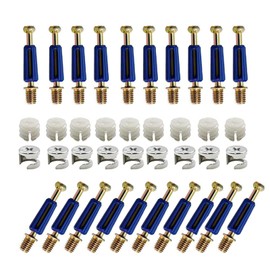 50 Sets 3 in 1 Furniture Connecting Kit，Cam Lock Nuts and Cam Screws, Furniture Connecting Fittings with Dowel, Nuts and Cam Screws for Cabinet Drawer Dresser Furniture Connecting Fittings (Blue)
