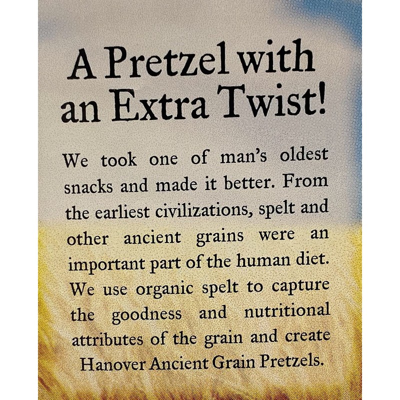 Hanover Organic Ancient Grain Spelt Sea Salt Pretzels Low Fat