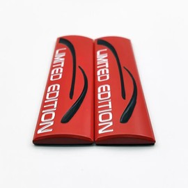 Pair Set Limited Edition Car Emblem Premium 3D Sport Turbo Badge Auto Rear Trunk Side Decal Sticker (Red Black)