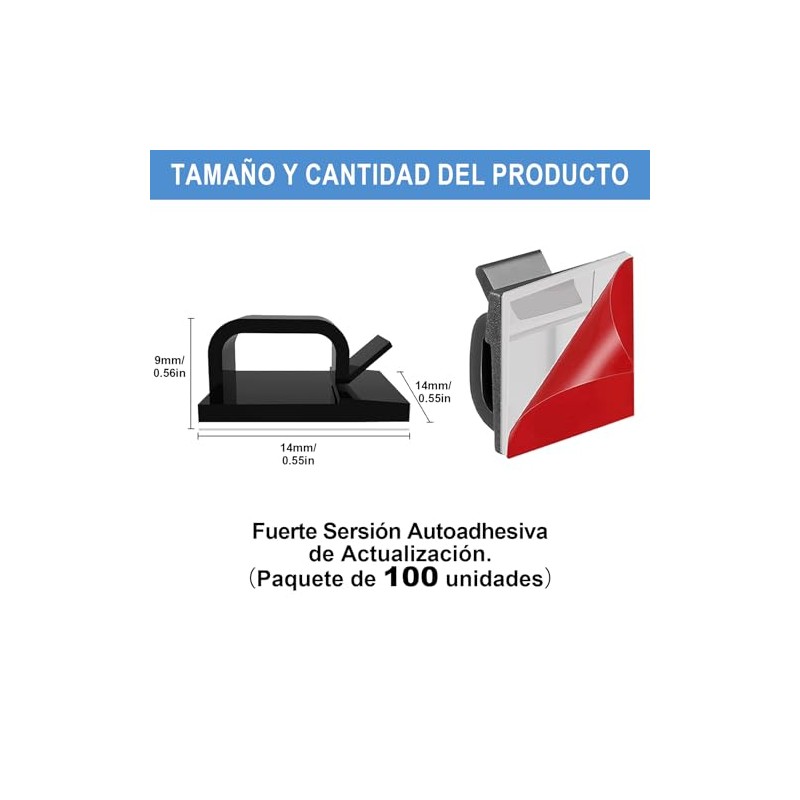 100 Piezas Organizador de Cables ，Clips Organizador de Cables Autoadhesivo，Grapas