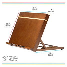 MEEDEN PRO A3 Tabletop Easel with Page Clips, 2 in 1 Versatile Drawing Board for Painting & Book Stand for Reading, 7-Position Adjustable Desktop Easel with Rubber Bands, Foldable Cookbook Holder