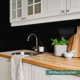 MOONFUN Peel and Stick Backsplash Tiles 10-Sheet Upgraded Thicker Design, 12"x12" Self-Adhesive Vinyl Wall Tile for Kitchen, Bathroom, RV(Black)