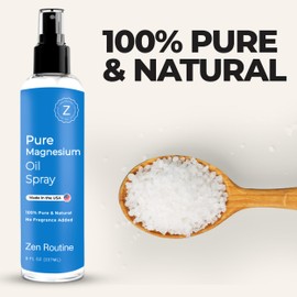 Pure Magnesium Oil Spray 8oz (Single) — USP Grade — Topical for Feet, Body, Muscles, Leg Cramps & Sleep — Extra Strength, Less Sting — 100% Organic & Natural — Made in USA