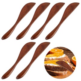 TIESOME 6Pcs 5.9 Inch Wooden Butter Knife, Jam Spreader, Natural Bamboo