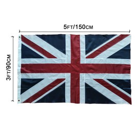 Union Jack Flag British Flag 3 x 5 ft (90 x 150 cm) Sewn Stripes 210D Heavy Duty Polyester Flag Outdoors Indoors United Kingdom Flag UK Flags Nylon Flag Brass Grommets