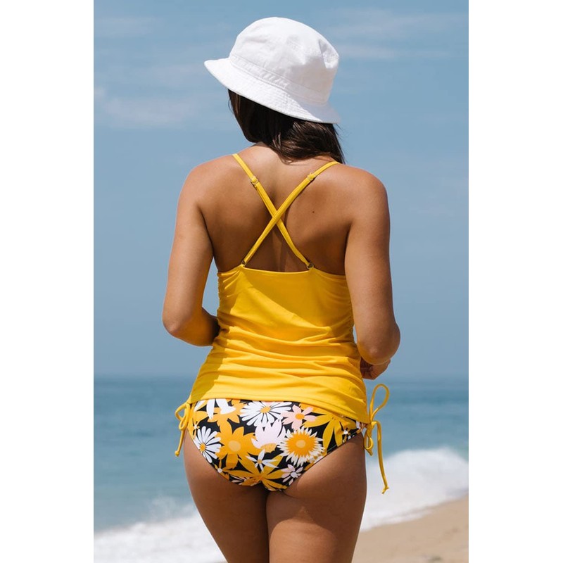 Beachsissi Women's Tummy Control Drawstring Side Two Piece Swimsuits Floral