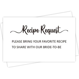 KONKAVA 50 Bridal Shower Recipe Request Cards, Request a Recipe Card for Bridal Shower, Invitation Insert for Bridal Wedding Baby Shower, (3.5" x 2")